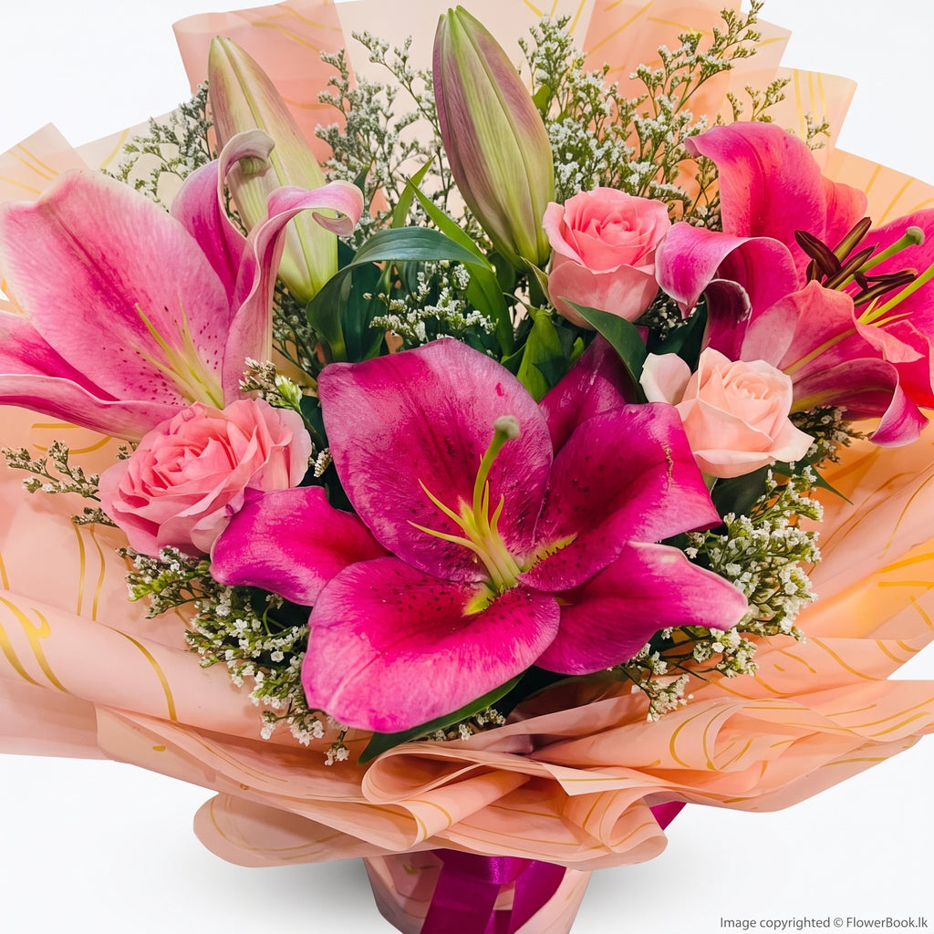 Pink Lily & Rose Bouquet
