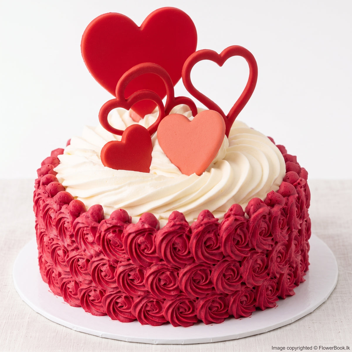Crimson Rosette Heart Cake