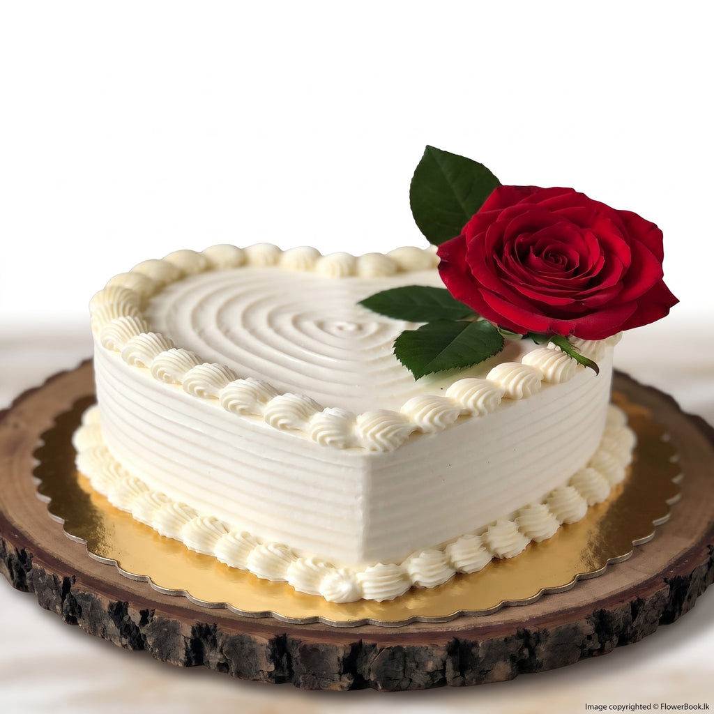 Elegant Heart & Rose Cake