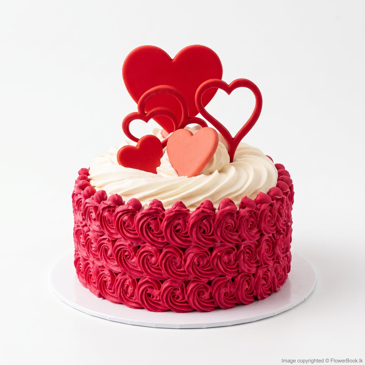 Crimson Rosette Heart Cake