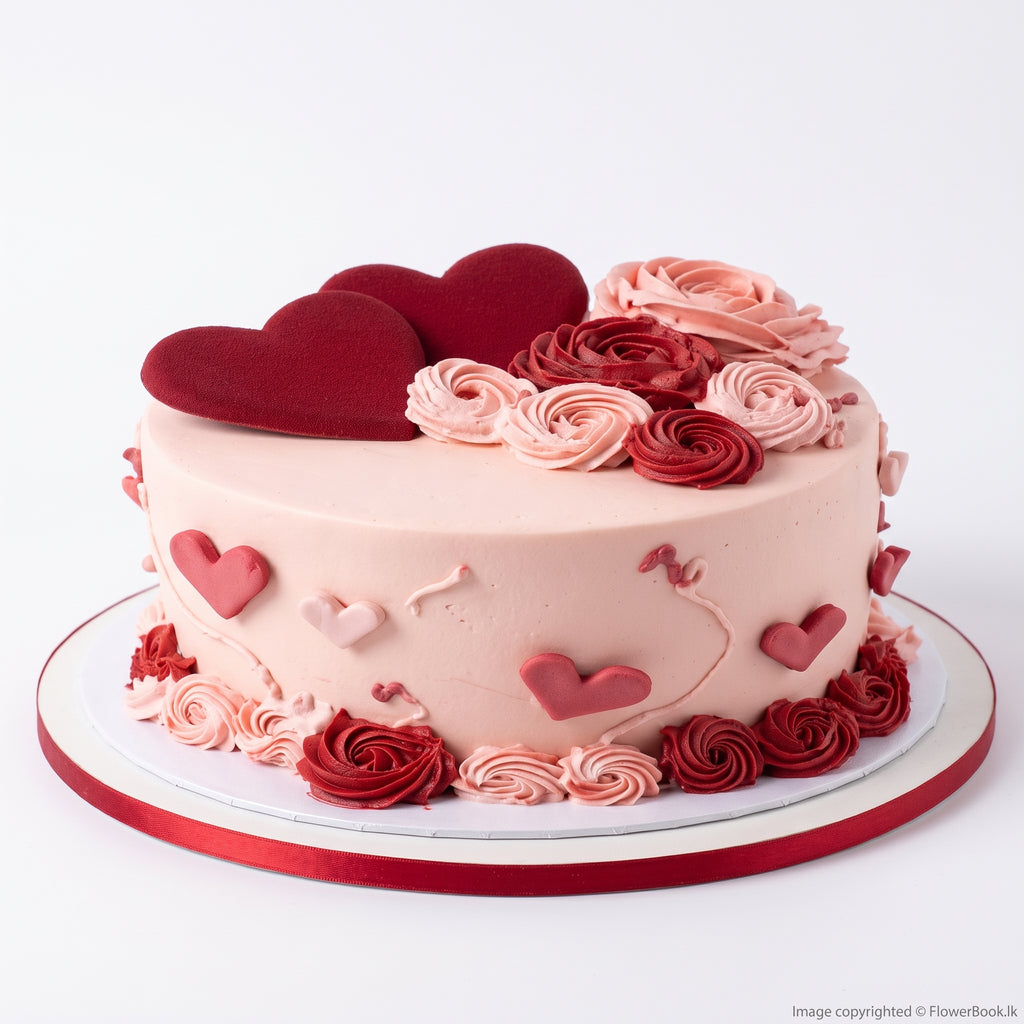Blush Rosette Heart Cake