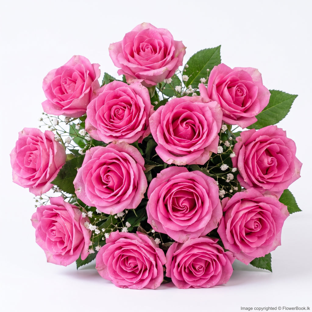 Dark Pink Roses Bunch