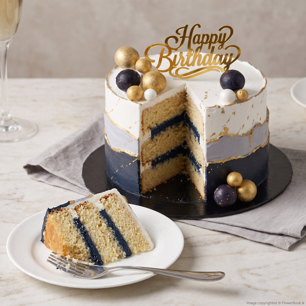 Midnight Gold Celebration Cake