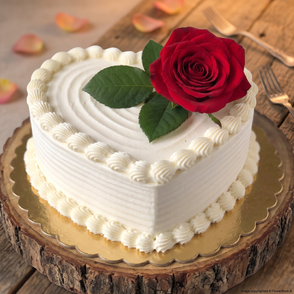Elegant Heart & Rose Cake