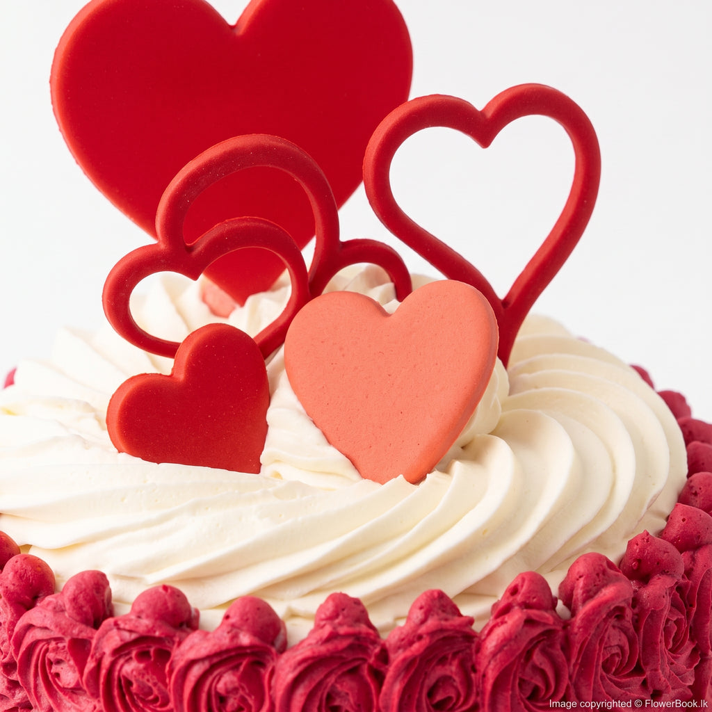 Crimson Rosette Heart Cake