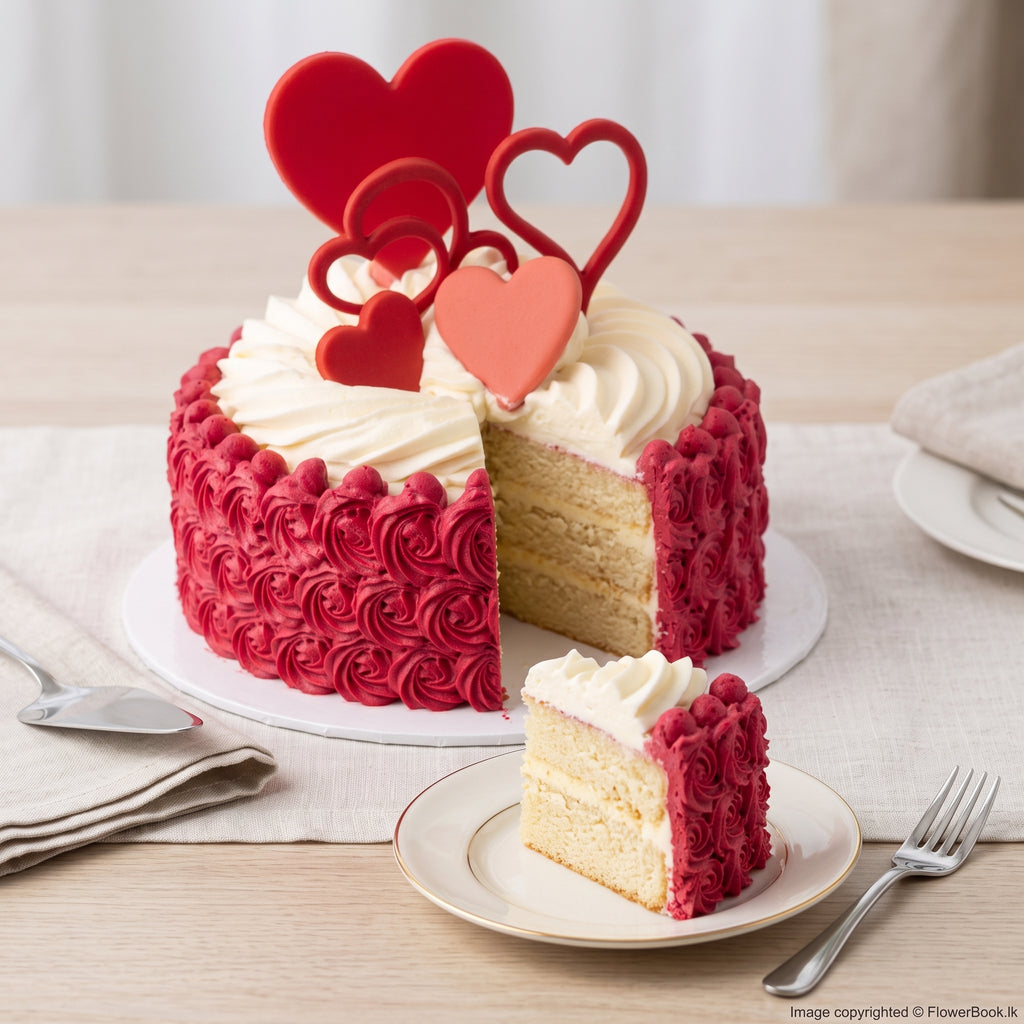 Crimson Rosette Heart Cake