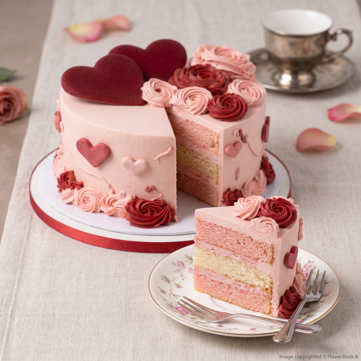 Blush Rosette Heart Cake